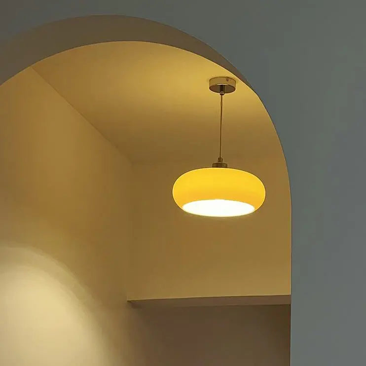 Vintage White / Orange Glass Dome 1-light Pendant Light Lumendat