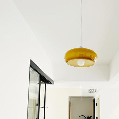 Vintage White / Orange Glass Dome 1-Light Pendant Light