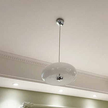 Vintage White / Orange Glass Dome 1-Light Pendant Light