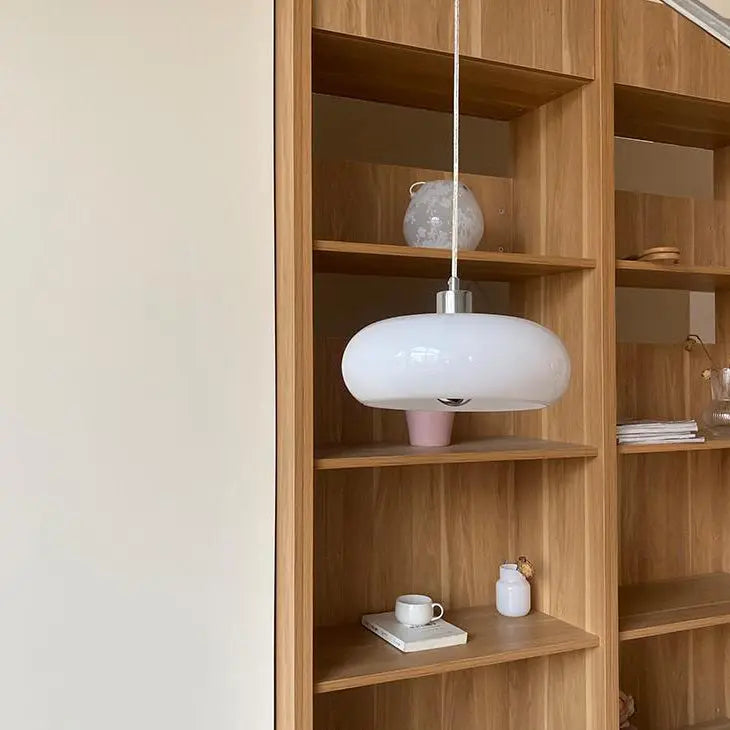 Vintage White / Orange Glass Dome 1-light Pendant Light Lumendat