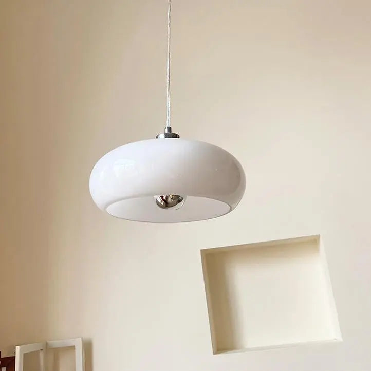 Vintage White / Orange Glass Dome 1-light Pendant Light Lumendat