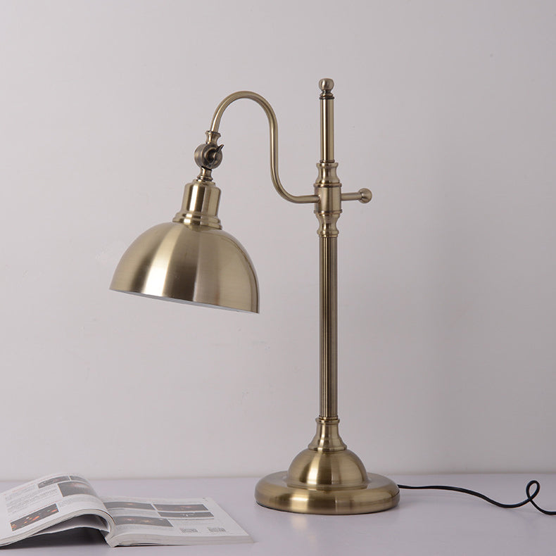 Industrial Retro Gold Iron Long Arm 1-Light LED Table Lamp Lumendat