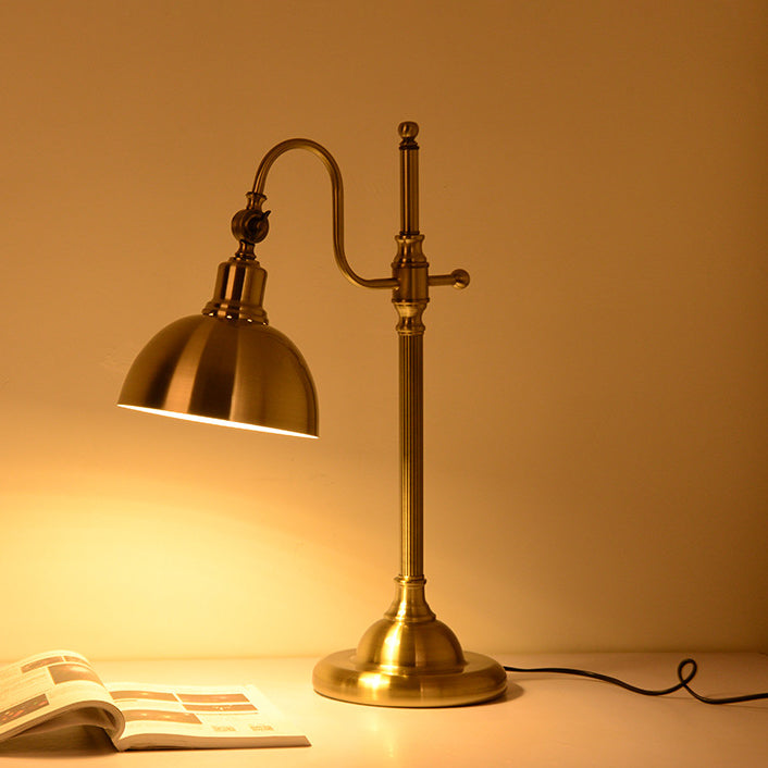 Industrial Retro Gold Iron Long Arm 1-Light LED Table Lamp Lumendat