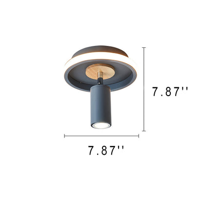 Contemporary Industrial Iron Barrel Spotlight 1-light Flush Mount Light