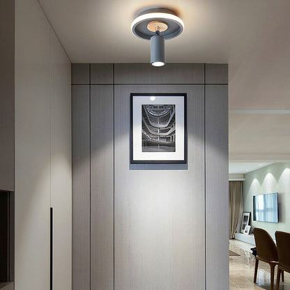 Contemporary Industrial Iron Barrel Spotlight 1-light Flush Mount Light