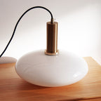 Nordic Milky White Glass Flat Round 1-light Pendant Light BulbSquare