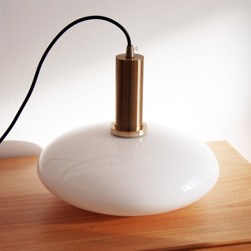 Nordic Milky White Glass Flat Round 1-light Pendant Light BulbSquare
