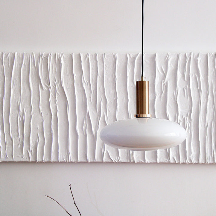 Nordic Milky White Glass Flat Round 1-light Pendant Light BulbSquare