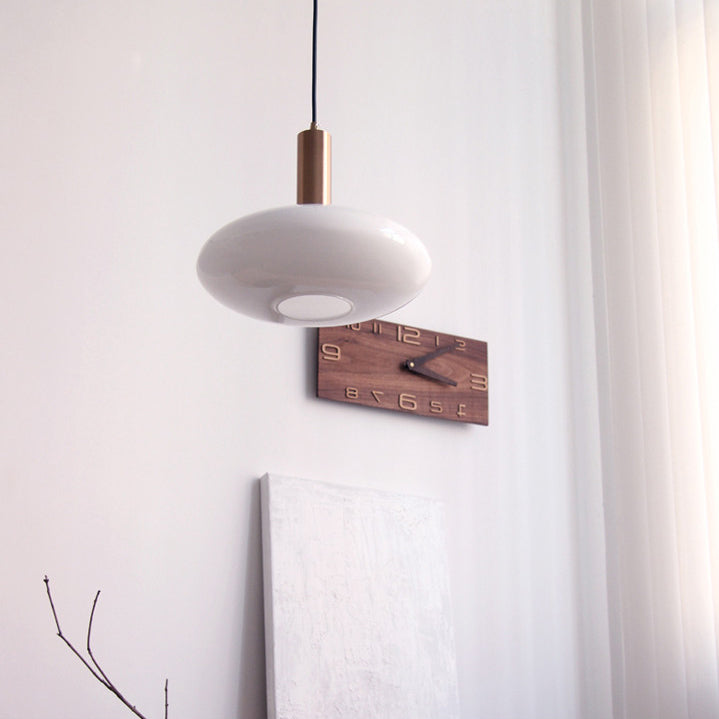 Nordic Milky White Glass Flat Round 1-light Pendant Light BulbSquare