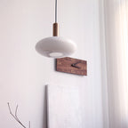 Nordic Milky White Glass Flat Round 1-light Pendant Light BulbSquare