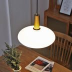 Nordic Milky White Glass Flat Round 1-light Pendant Light BulbSquare