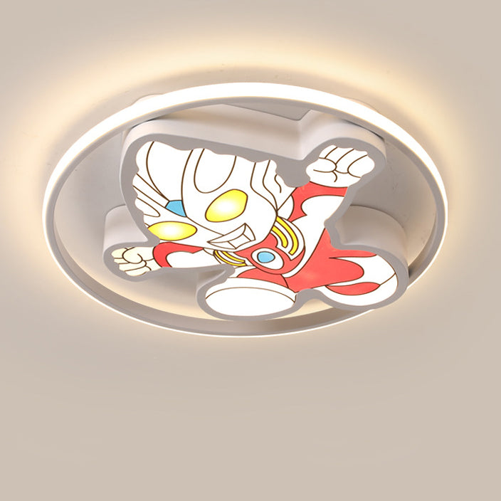 Lumendat Creative Cartoon Ultraman Round LED Flush Mount Ceiling Light Lumendat