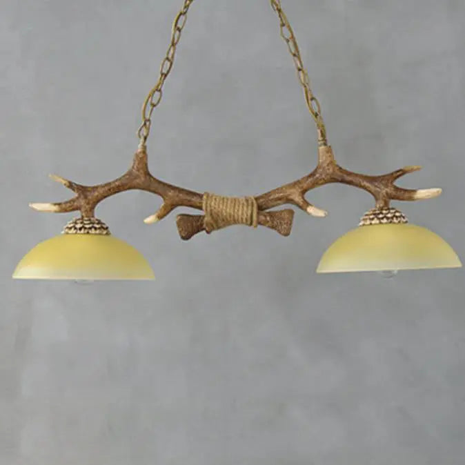 Vintage Antler Resin & Glass Bowl 2-light Chandelier – Industrial Style Lumendat