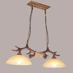 Vintage Antler Resin & Glass Bowl 2-light Chandelier – Industrial Style Lumendat