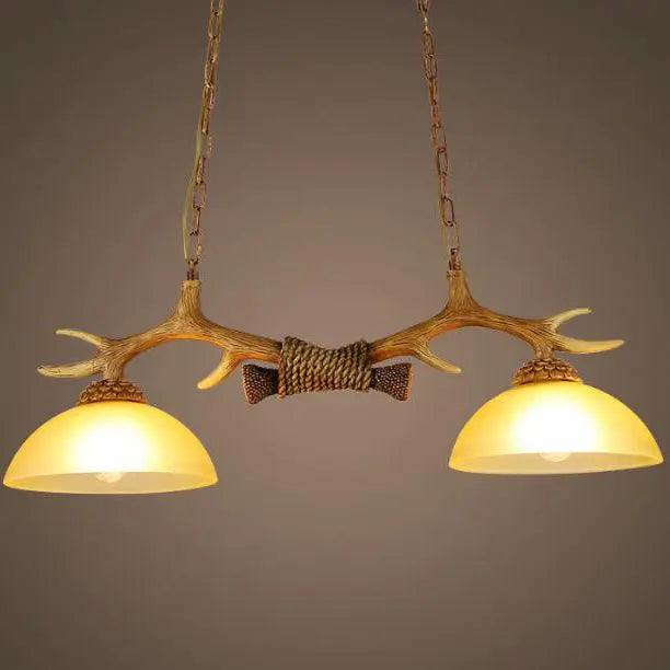 Vintage Antler Resin & Glass Bowl 2-light Chandelier – Industrial Style Lumendat
