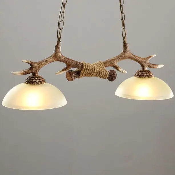 Vintage Antler Resin & Glass Bowl 2-light Chandelier – Industrial Style Lumendat