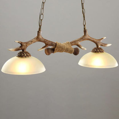 Vintage Antler Resin & Glass Bowl 2-light Chandelier – Industrial Style