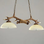 Vintage Antler Resin & Glass Bowl 2-light Chandelier – Industrial Style Lumendat