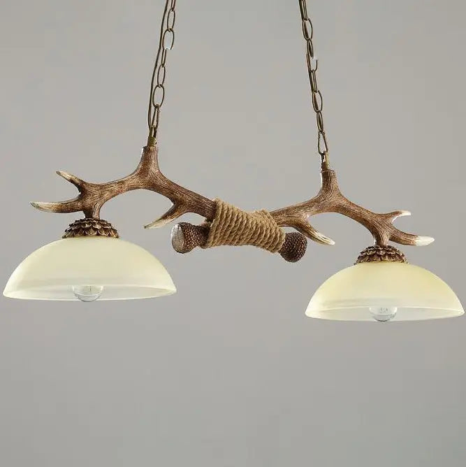 Vintage Antler Resin & Glass Bowl 2-light Chandelier – Industrial Style Lumendat