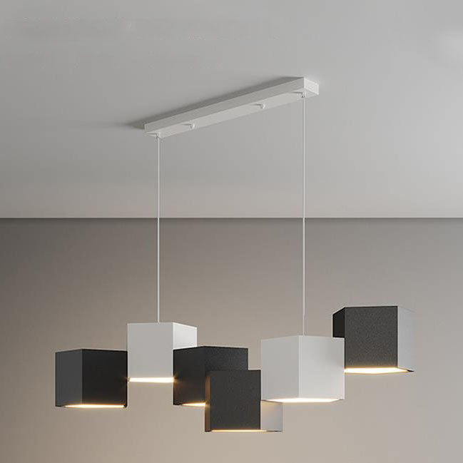 Modern Creative Square Geometric Iron LED Macaron Chandelier BulbSquare