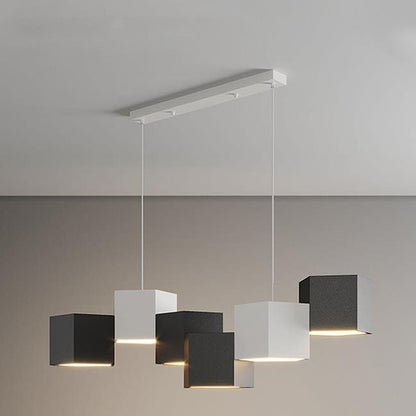 Modern Creative Square Geometric Iron LED Macaron Chandelier