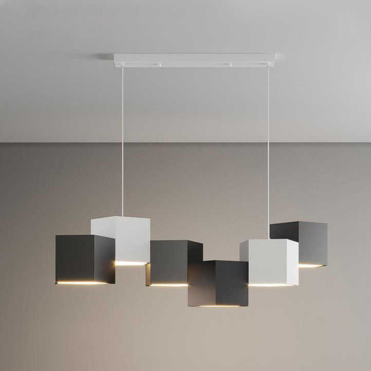 Modern Creative Square Geometric Iron LED Macaron Chandelier BulbSquare