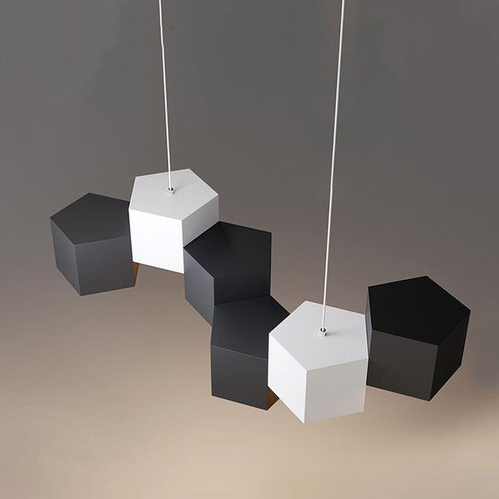 Modern Creative Square Geometric Iron LED Macaron Chandelier BulbSquare