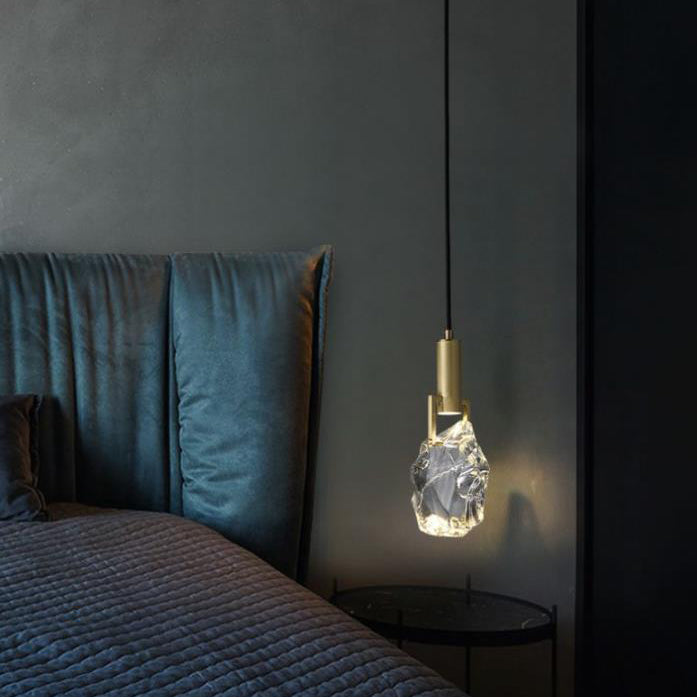 Modern Minimalist Ice Cube Crystal 1-light Pendant Light BulbSquare