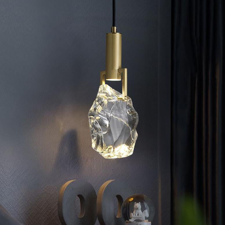 Modern Minimalist Ice Cube Crystal 1-light Pendant Light BulbSquare