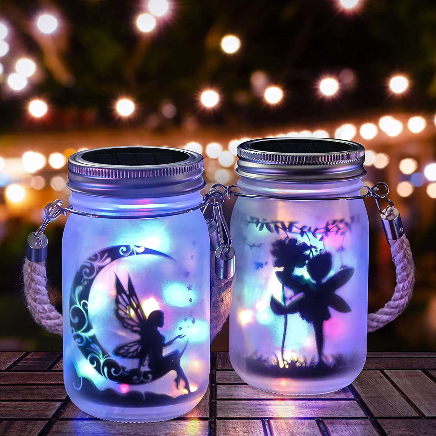 Solar Creative Fairy Frosted Glass Jar LED Outdoor Light Lumendat