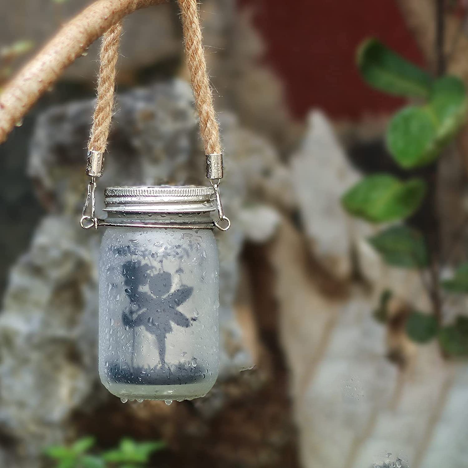 Solar Creative Fairy Frosted Glass Jar LED Outdoor Light Lumendat