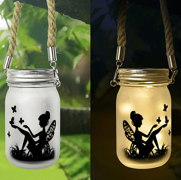 Solar Creative Fairy Frosted Glass Jar LED Outdoor Light Lumendat
