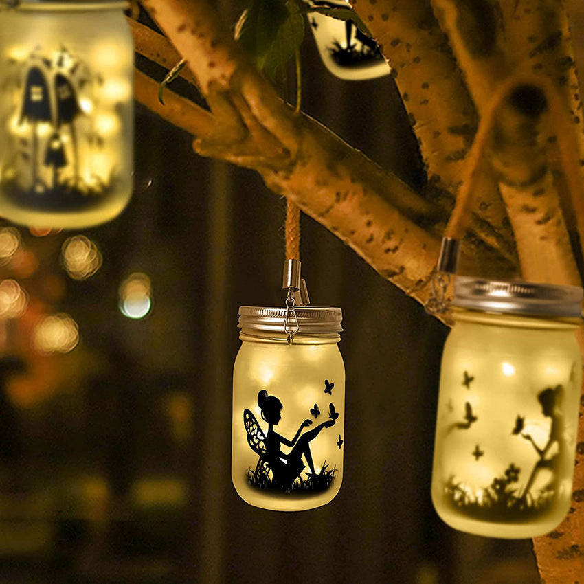 Solar Creative Fairy Frosted Glass Jar LED Outdoor Light Lumendat