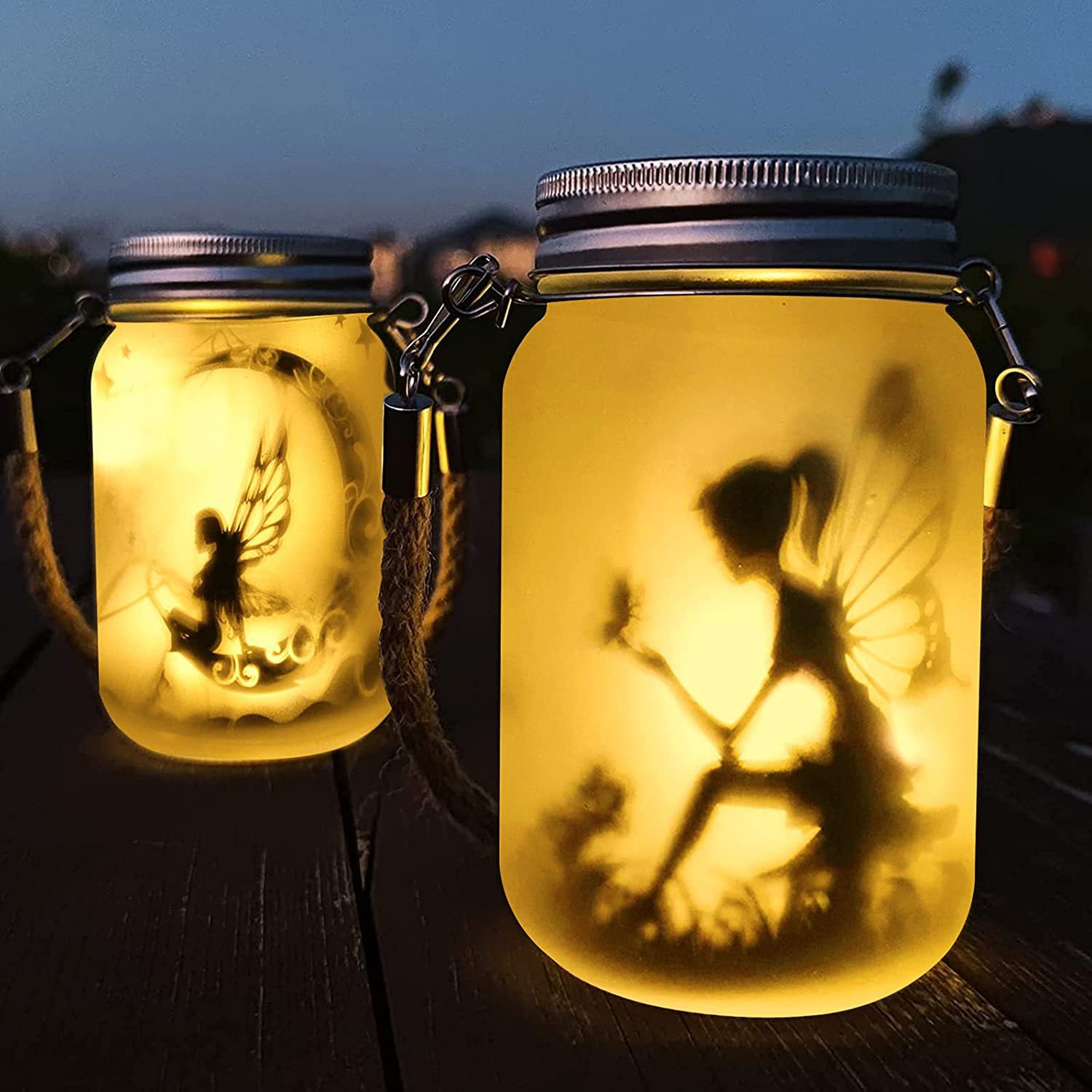 Solar Creative Fairy Frosted Glass Jar LED Outdoor Light Lumendat
