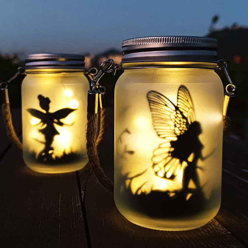 Solar Creative Fairy Frosted Glass Jar LED Outdoor Light Lumendat