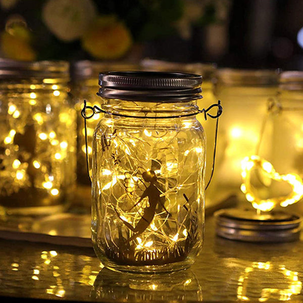 Solar Creative Fairy Frosted Glass Jar LED Outdoor Light Lumendat