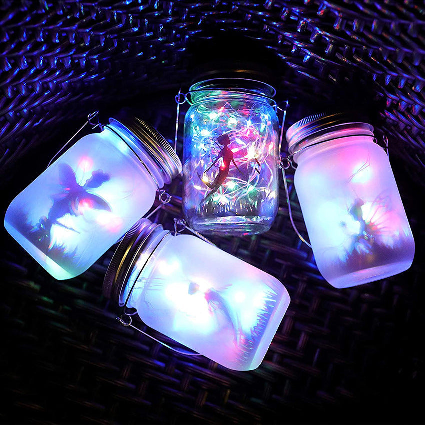 Solar Creative Fairy Frosted Glass Jar LED Outdoor Light Lumendat
