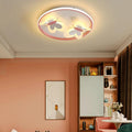 Lumendat Cartoon Creative Pink Butterfly Circle LED Flush Mount Ceiling Light Lumendat
