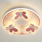 Lumendat Cartoon Creative Pink Butterfly Circle LED Flush Mount Ceiling Light Lumendat