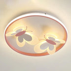 Lumendat Cartoon Creative Pink Butterfly Circle LED Flush Mount Ceiling Light Lumendat