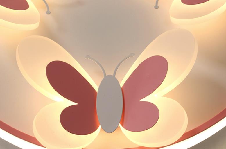 Lumendat Cartoon Creative Pink Butterfly Circle LED Flush Mount Ceiling Light Lumendat