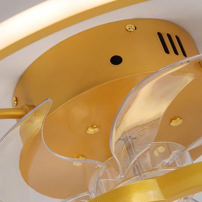 Gold Light Luxury Line Pattern Acrylic LED Flush Mount Ceiling Fan Light
