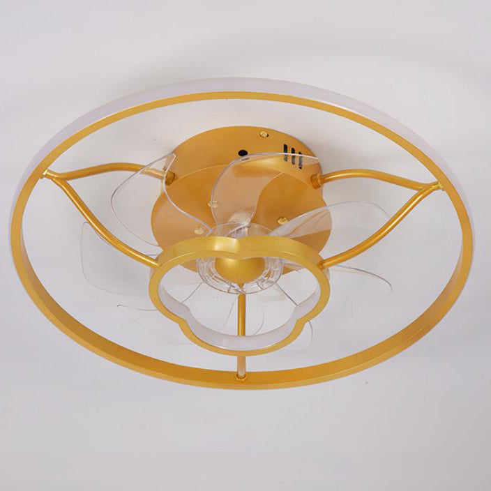 Gold Light Luxury Line Pattern Acrylic LED Flush Mount Ceiling Fan Light