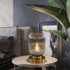 Nordic Striped Glass Oval Design 1-Light Table Lamp Lumendat