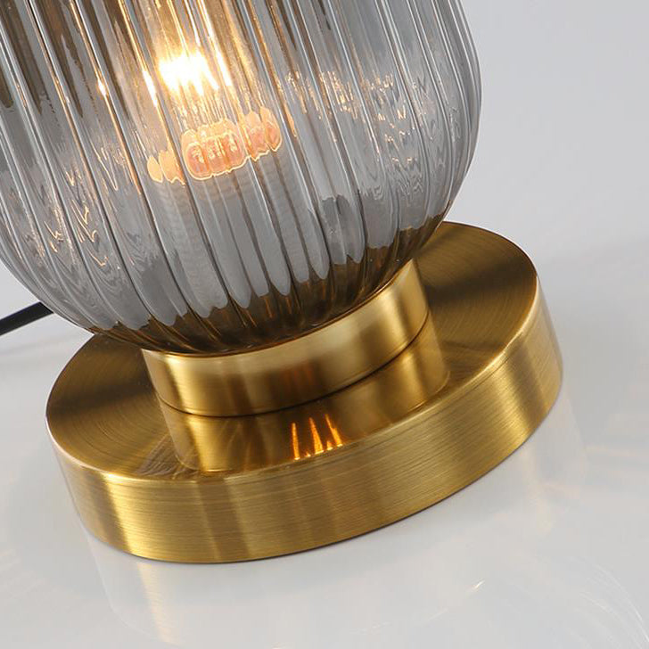 Nordic Striped Glass Oval Design 1-Light Table Lamp Lumendat