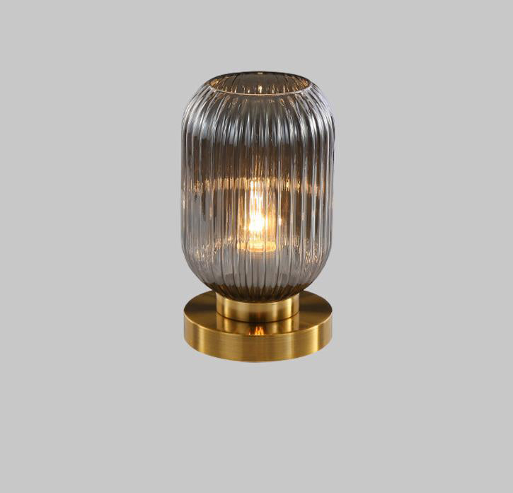 Nordic Striped Glass Oval Design 1-Light Table Lamp Lumendat