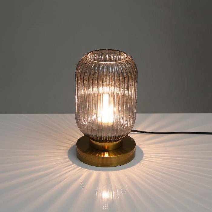 Nordic Striped Glass Oval Design 1-Light Table Lamp Lumendat