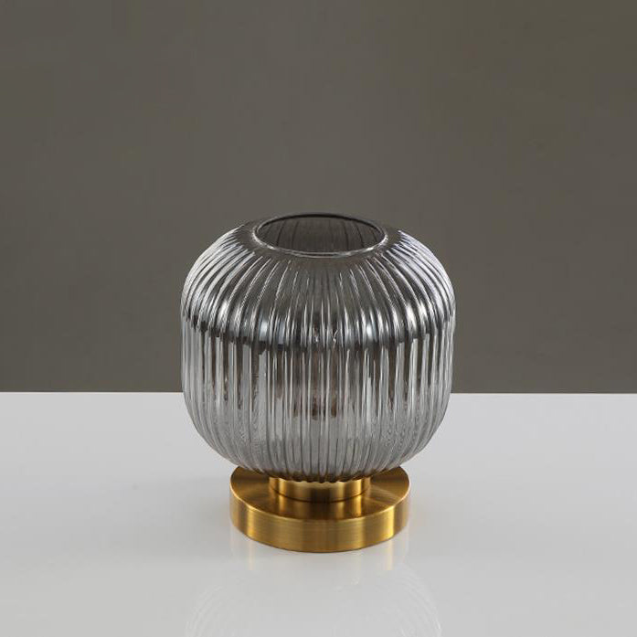 Nordic Striped Glass Oval Design 1-Light Table Lamp Lumendat