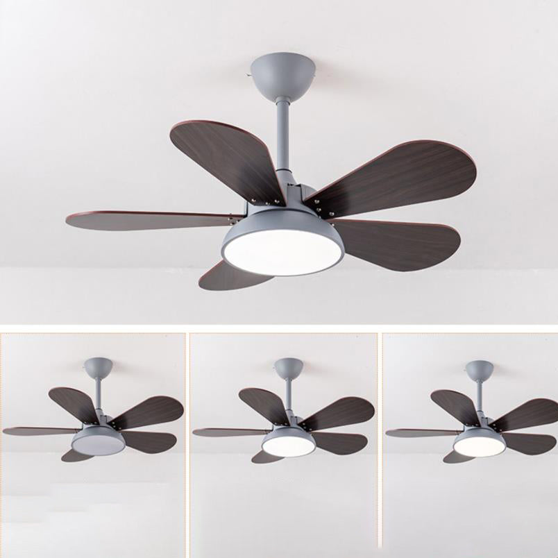 Lumendat Simple Colorful Round Fan Leaf Kids Downrods Ceiling Fan Light Lumendat