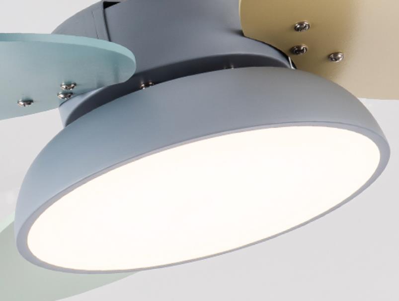 Lumendat Simple Colorful Round Fan Leaf Kids Downrods Ceiling Fan Light Lumendat